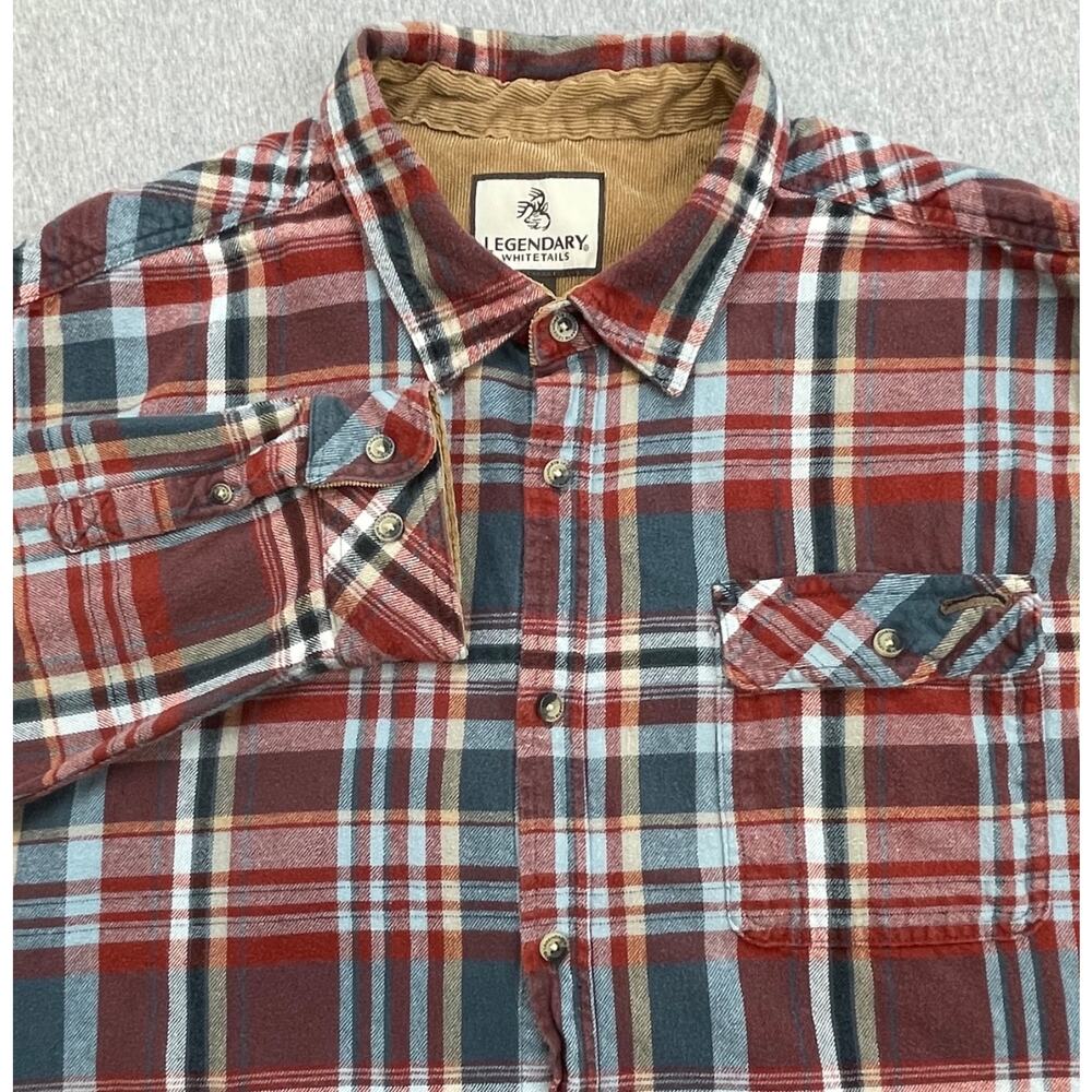 Legendary Whitetails Shirt Mens‎ 2XL Plaid 100% Cotton Flannel Pocket Button Up